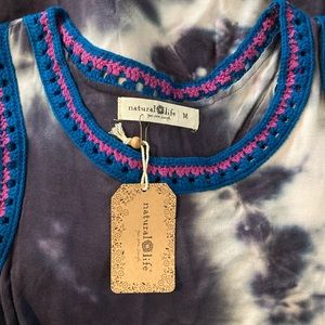 Natural Life willow dress tie dye crochet comfy m